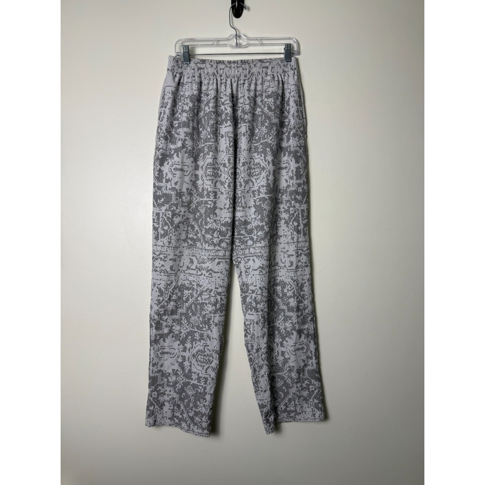 YoungLA Pants Mens L Gray White Abstract Digital Print Gym Pants Activewear